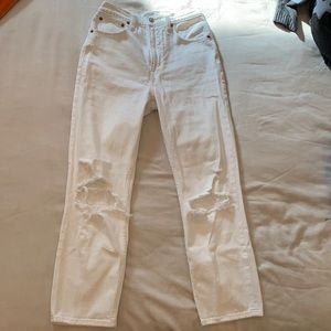 Abercrombie & Fitch The Ankle Straight Ultra High Rise White Jeans